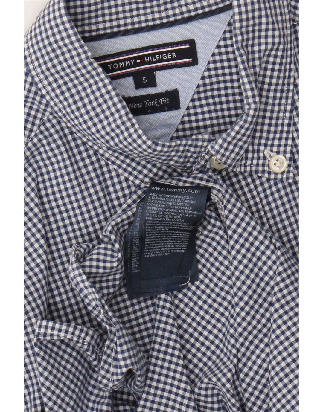 Camicia da uomo Tommy Hilfiger piccola in cotone a quadretti blu navy
