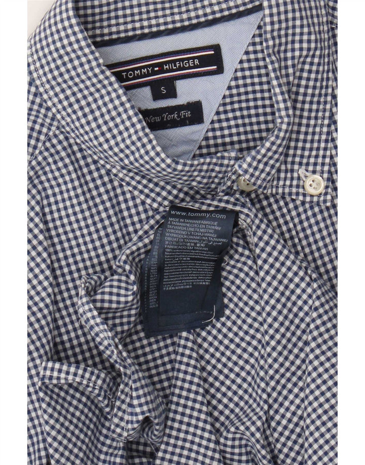 Camicia da uomo Tommy Hilfiger piccola in cotone a quadretti blu navy