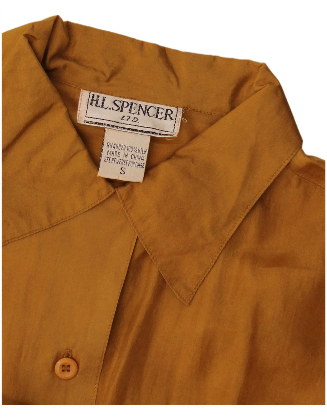 Camicia lunga oversize da donna H.L.Spencer UK 10 piccola seta gialla