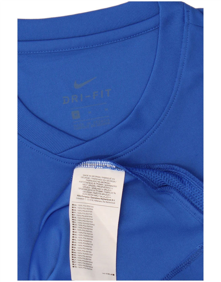 T-shirt grafica Nike Dri Fit da uomo, top in poliestere blu medio