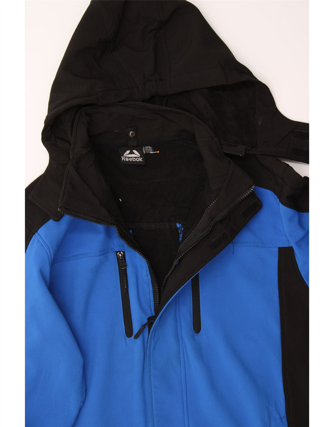 REEBOK Boys Hooded Windbreaker Jacket 14-15 Years Large Blue Colourblock Vintage Reebok and Second-Hand Reebok from Messina Hembry 