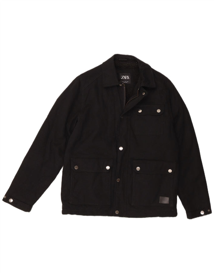 Giacca utility Sherpa da uomo Zara UK 38 cotone nero medio