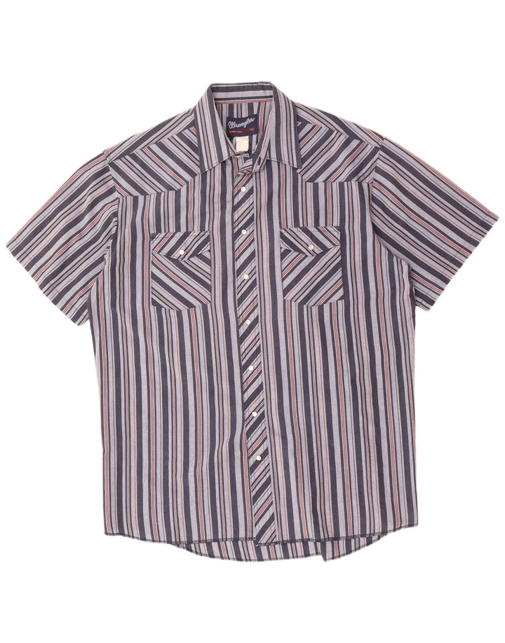 Camicia a maniche corte da uomo Wrangler taglia 17 XL a righe blu