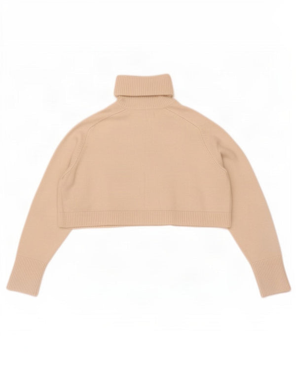 Maglione corto a collo alto oversize corto da donna Zara UK 10 piccolo bianco sporco