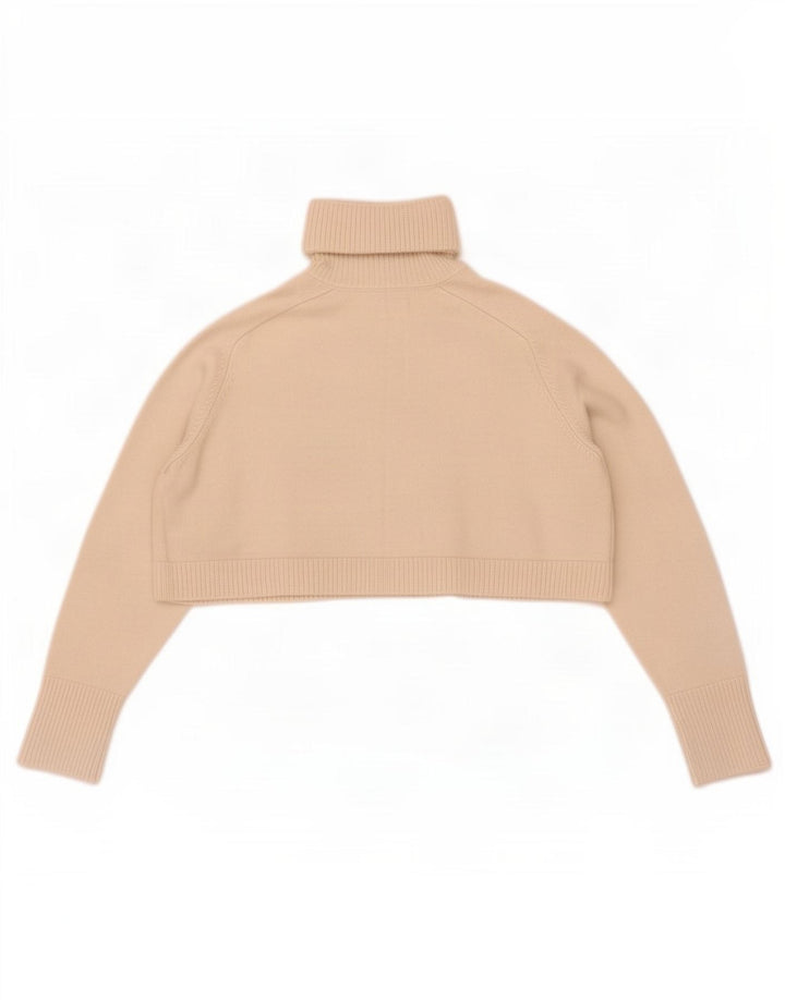 Maglione corto a collo alto oversize corto da donna Zara UK 10 piccolo bianco sporco
