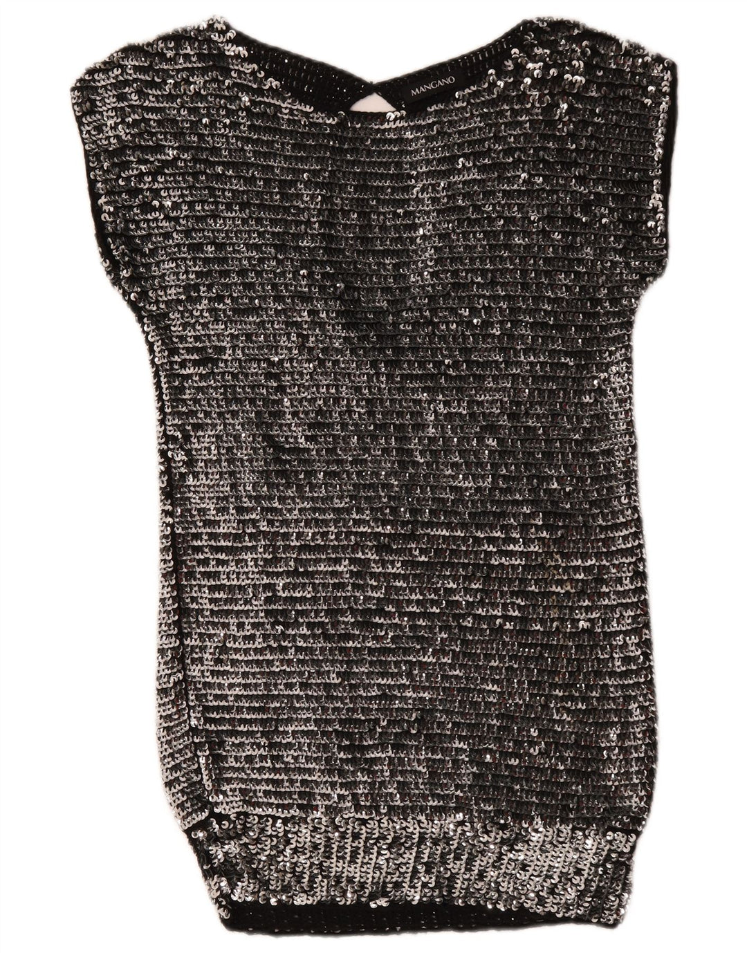 Abito aderente con paillettes da donna Mangano UK 14 Lana argento medio