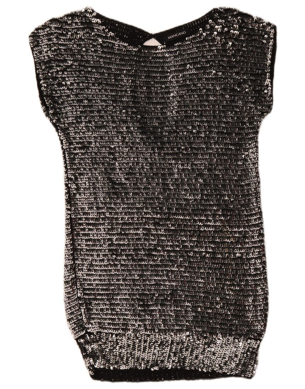 Abito aderente con paillettes da donna Mangano UK 14 Lana argento medio