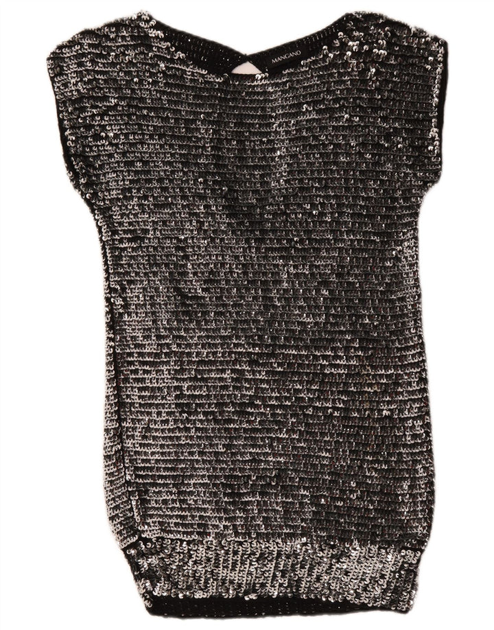 Abito aderente con paillettes da donna Mangano UK 14 Lana argento medio
