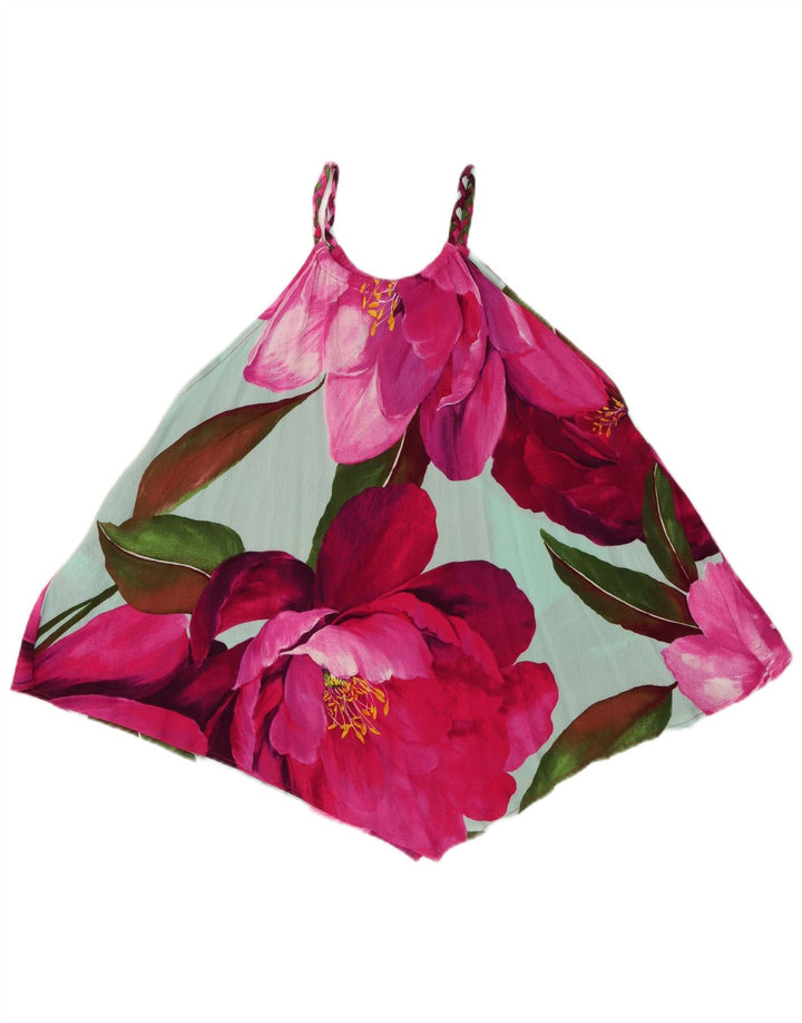 DESIGUAL Top asimmetrico da donna con scollo all'americana UK 14 medio floreale multicolore