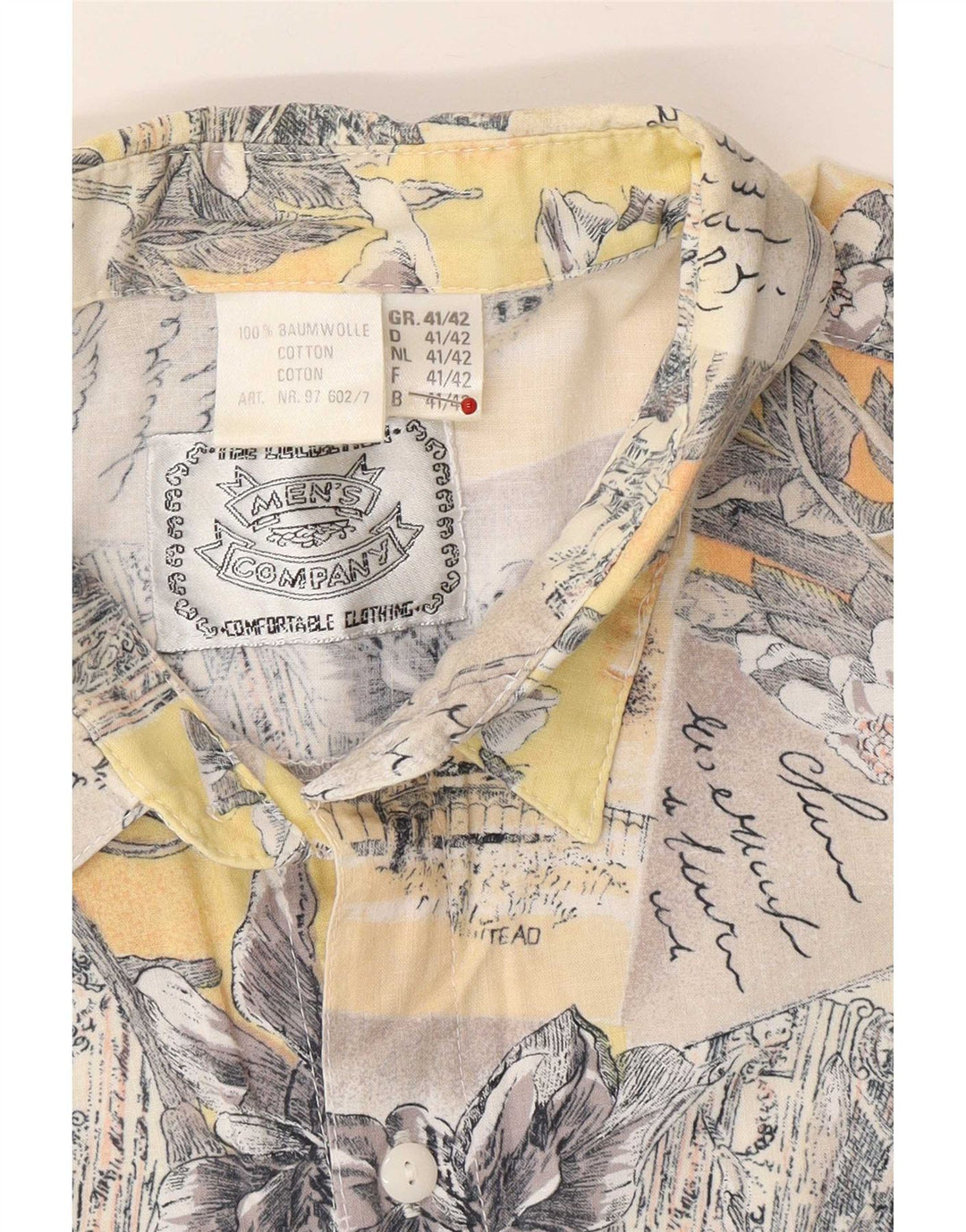 Camicia vintage da uomo con motivo astratto taglia 41/42 grande multicolore