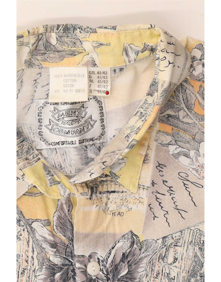 Camicia vintage da uomo con motivo astratto taglia 41/42 grande multicolore