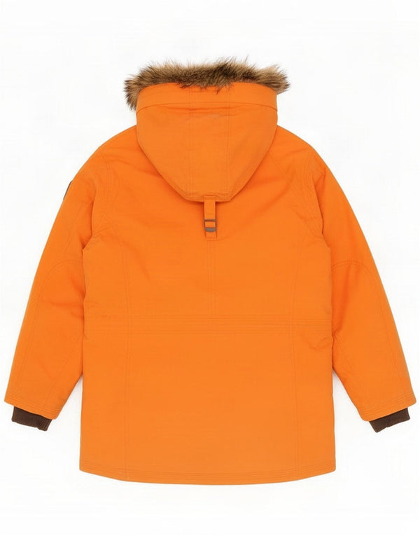 Timberland Parka da uomo imbottito con cappuccio UK 40 Large Orange Cotton