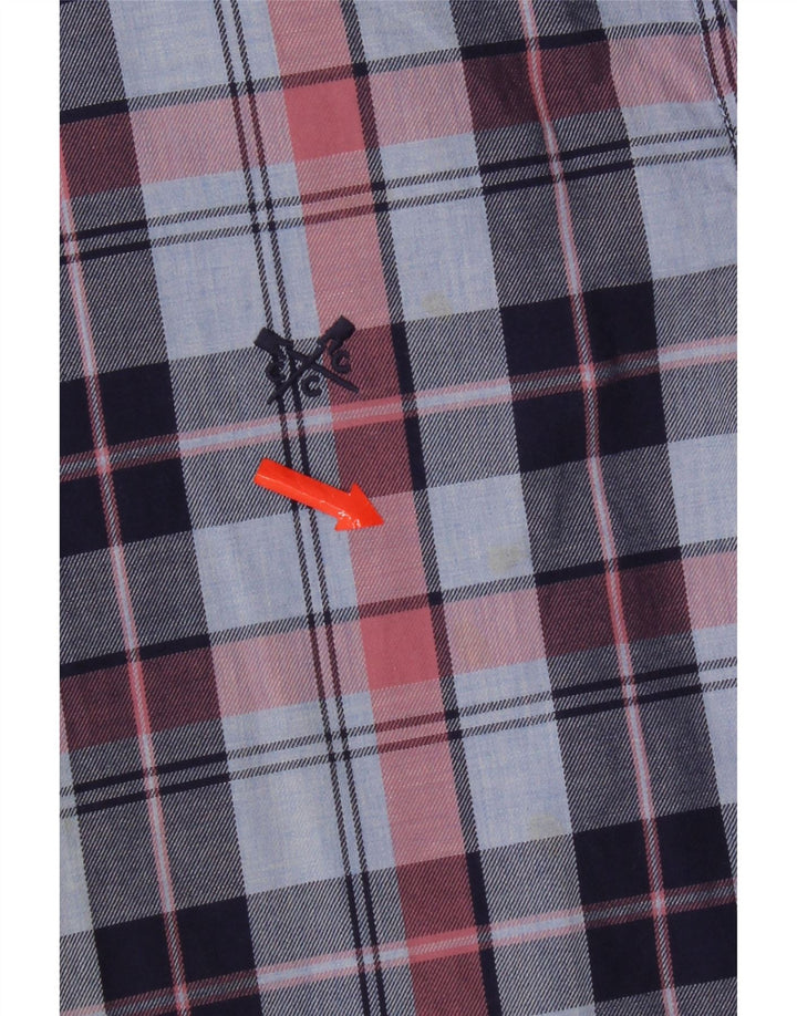 Crew Clothing Camicia da uomo slim fit in flanella di cotone a quadri blu medio