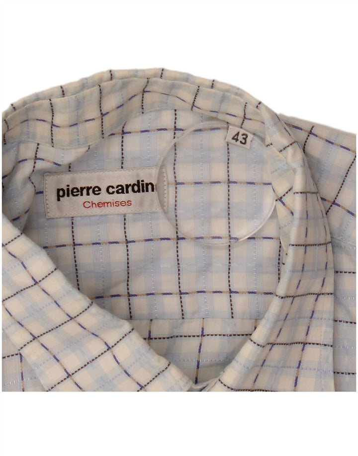 Camicia a maniche corte da uomo Pierre Cardin taglia 43 grande quadri blu