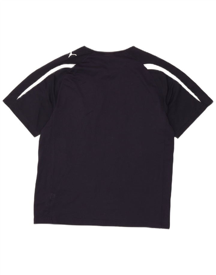T-shirt grafica da uomo PUMA Top medio in poliestere color block blu navy