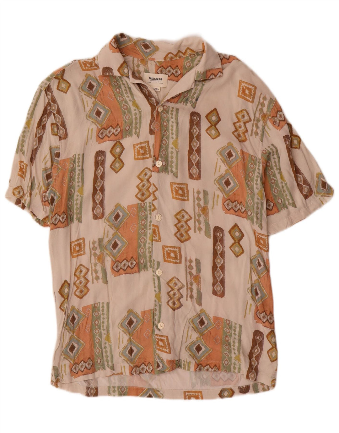 Maglia a maniche corte da uomo Pull & Bear XS Beige geometrica