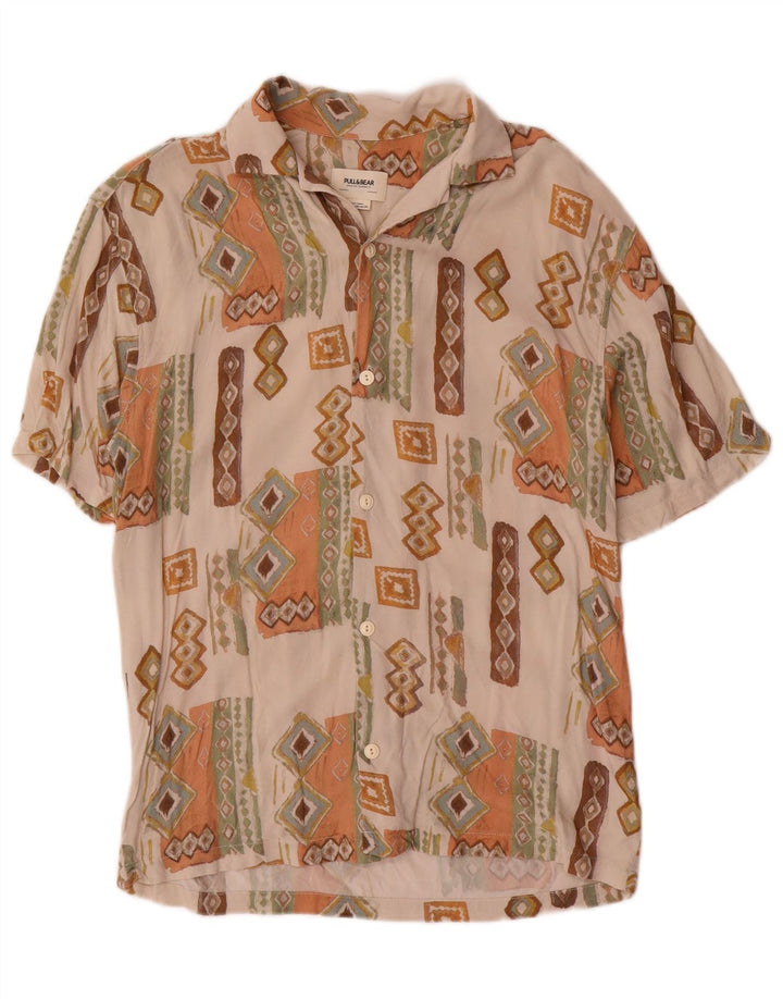 Maglia a maniche corte da uomo Pull & Bear XS Beige geometrica