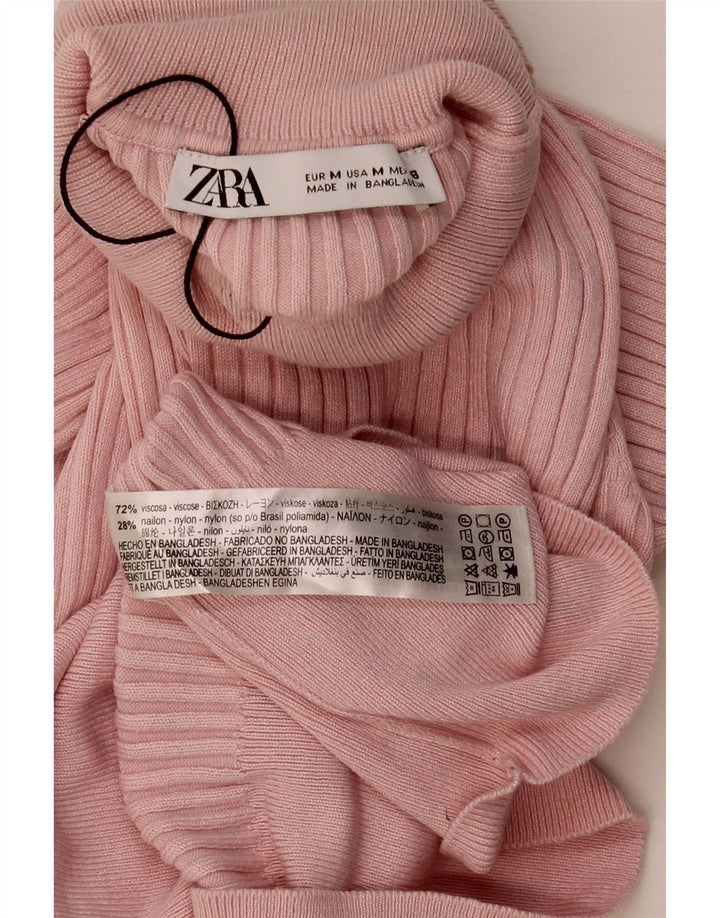 Top corto Zara da donna con collo alto UK 12 Viscosa rosa medio
