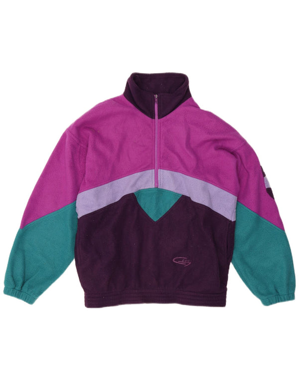 Maglione in pile vintage per ragazze con collo con zip, 13-14 anni, multicolore