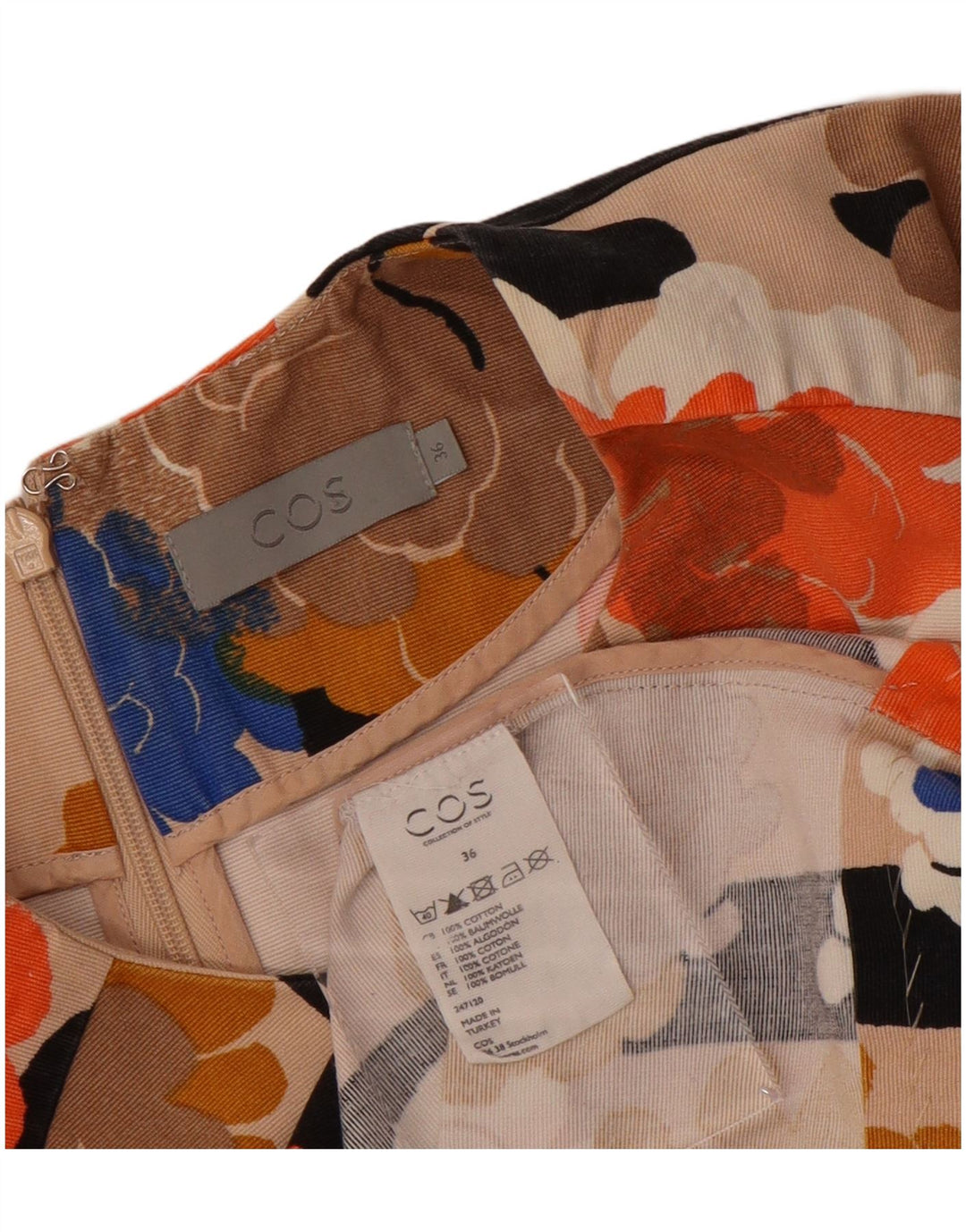 Abito a trapezio da donna COS EU 36 Piccolo cotone floreale multicolore