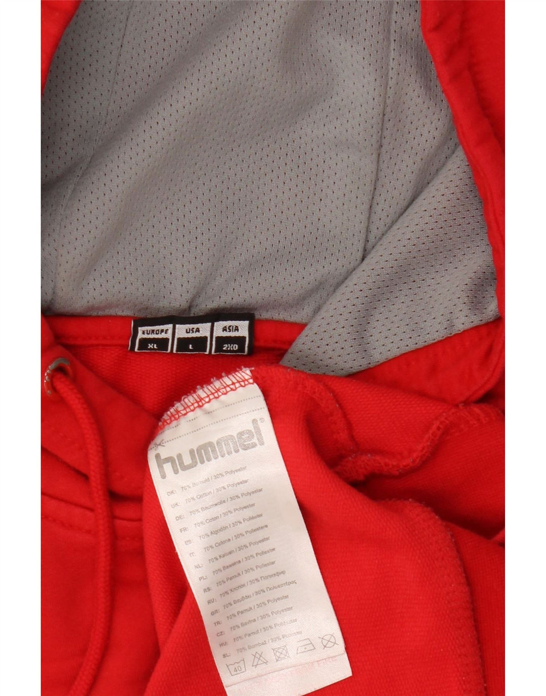 Maglione con cappuccio grafico da uomo HUMMEL grande in cotone rosso