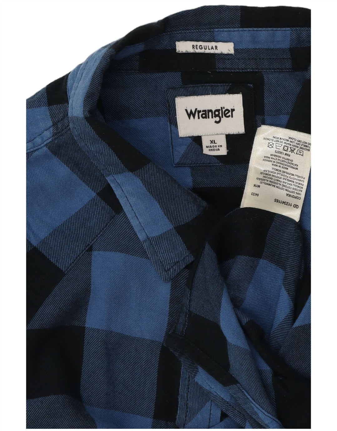Camicia da uomo in flanella vestibilità regolare Wrangler XL in cotone a quadretti blu