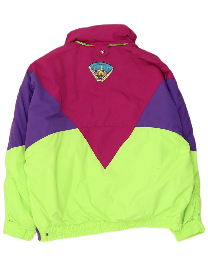 Giacca anorak vintage da uomo con cappuccio IT 50 grande blocco di colori multicolore