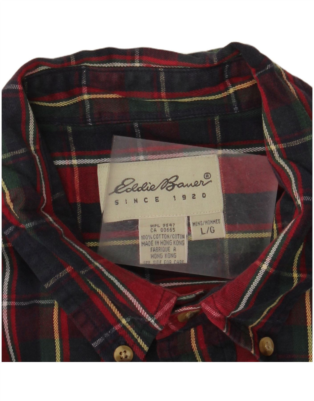 EDDIE BAUER Camicia da uomo in flanella di cotone a quadri rossi grandi