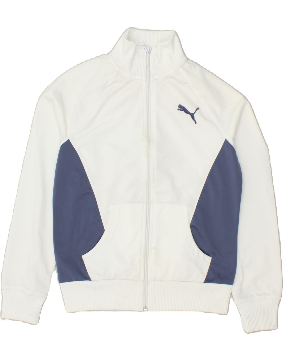 PUMA Boys Graphic Tracksuit Top Jacket 11-12 Years Large White Colourblock Vintage Puma and Second-Hand Puma from Messina Hembry 