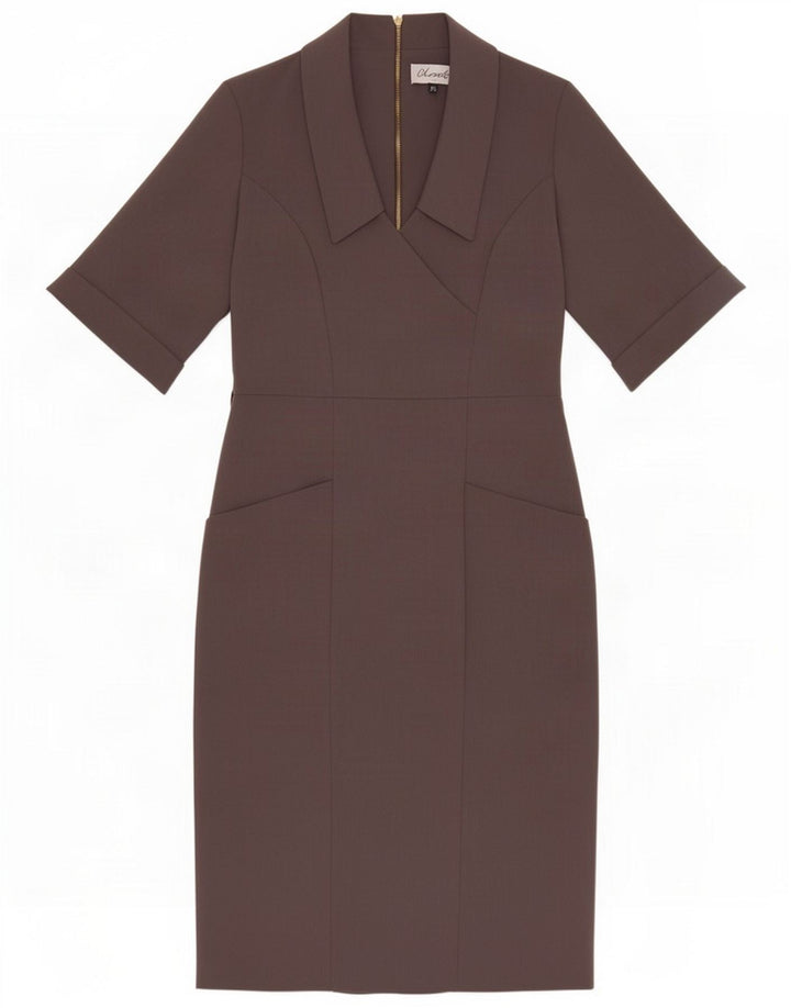 Vestito tubino chiuso da donna UK 12 Poliestere grigio medio
