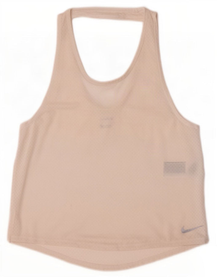 Canotta Nike Dri Fit da donna UK 12 medio in poliestere bianco sporco