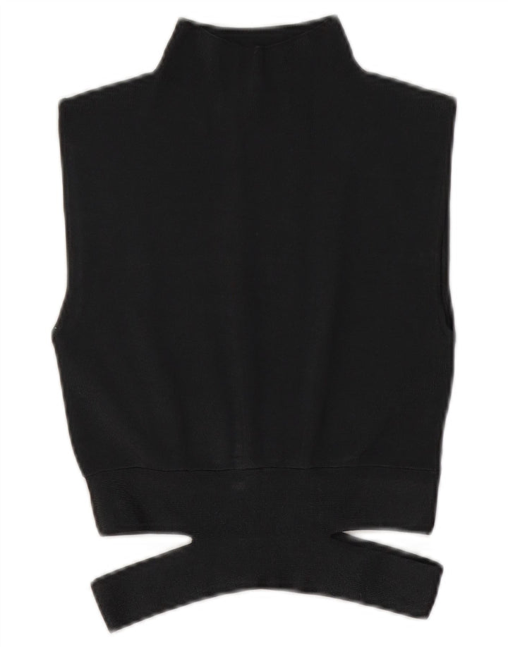 Top corto in maglia senza maniche da donna Zara UK 10 piccolo grigio