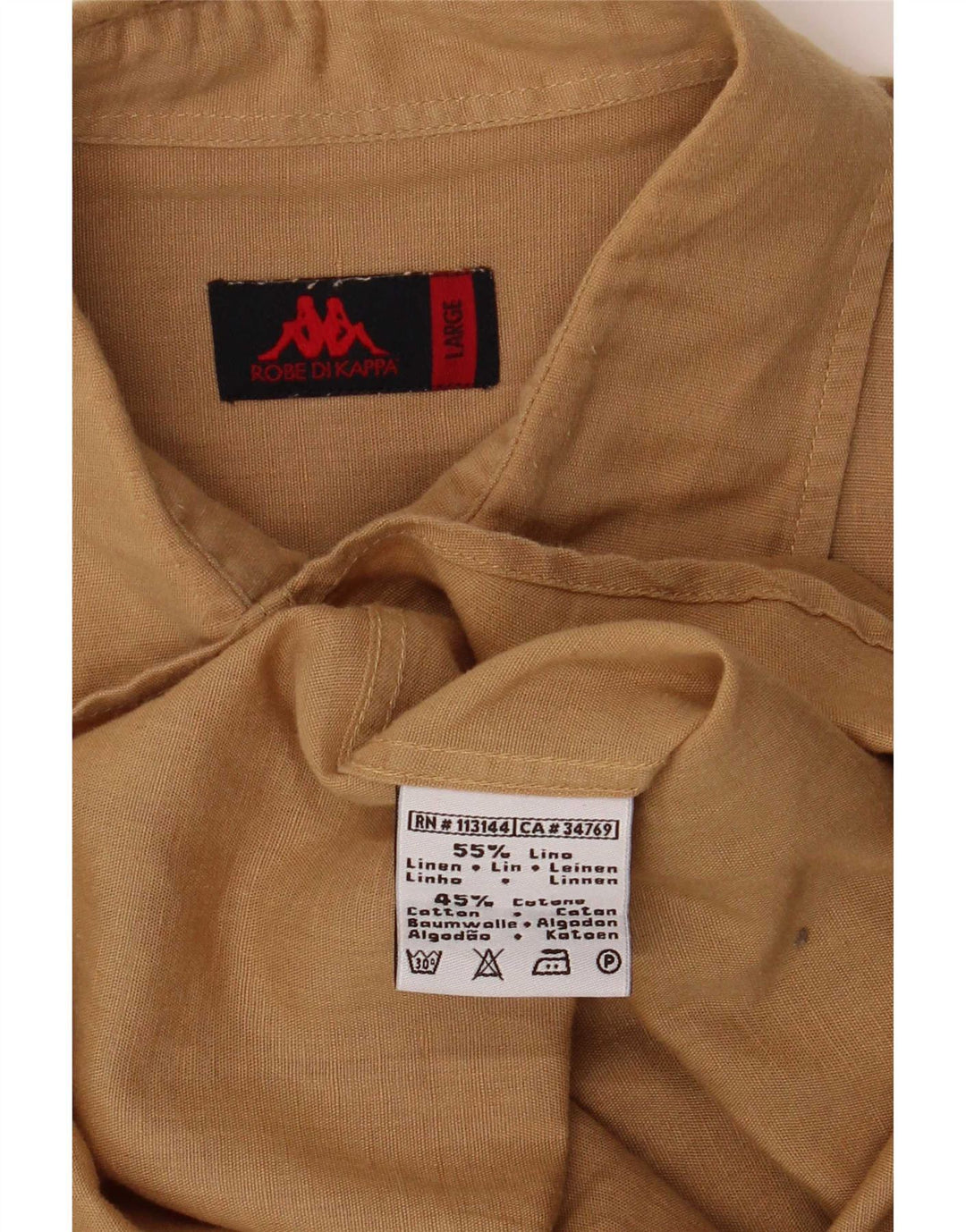 Camicia Kappa da uomo a maniche corte grande in lino beige