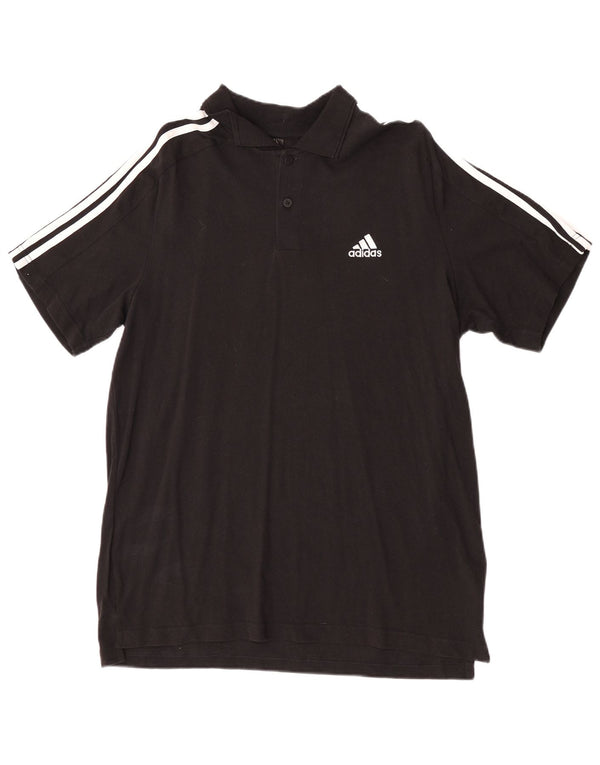 Polo Adidas da uomo grande in cotone nero