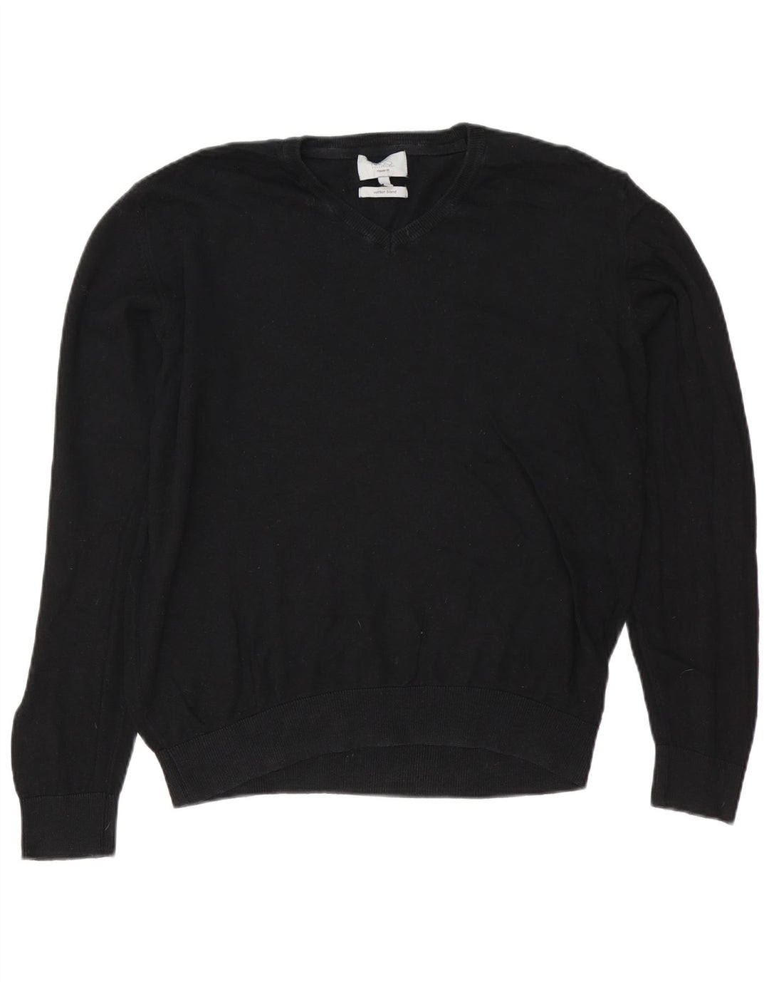 Maglione da uomo Marks & Spencer vestibilità regolare con scollo a V, grande cotone nero