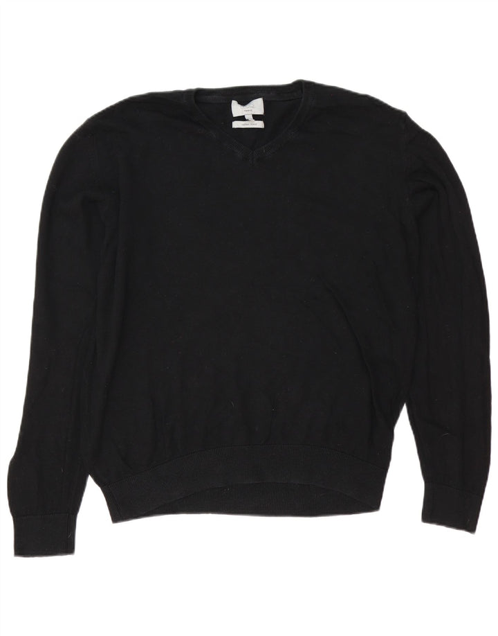 Maglione da uomo Marks & Spencer vestibilità regolare con scollo a V, grande cotone nero