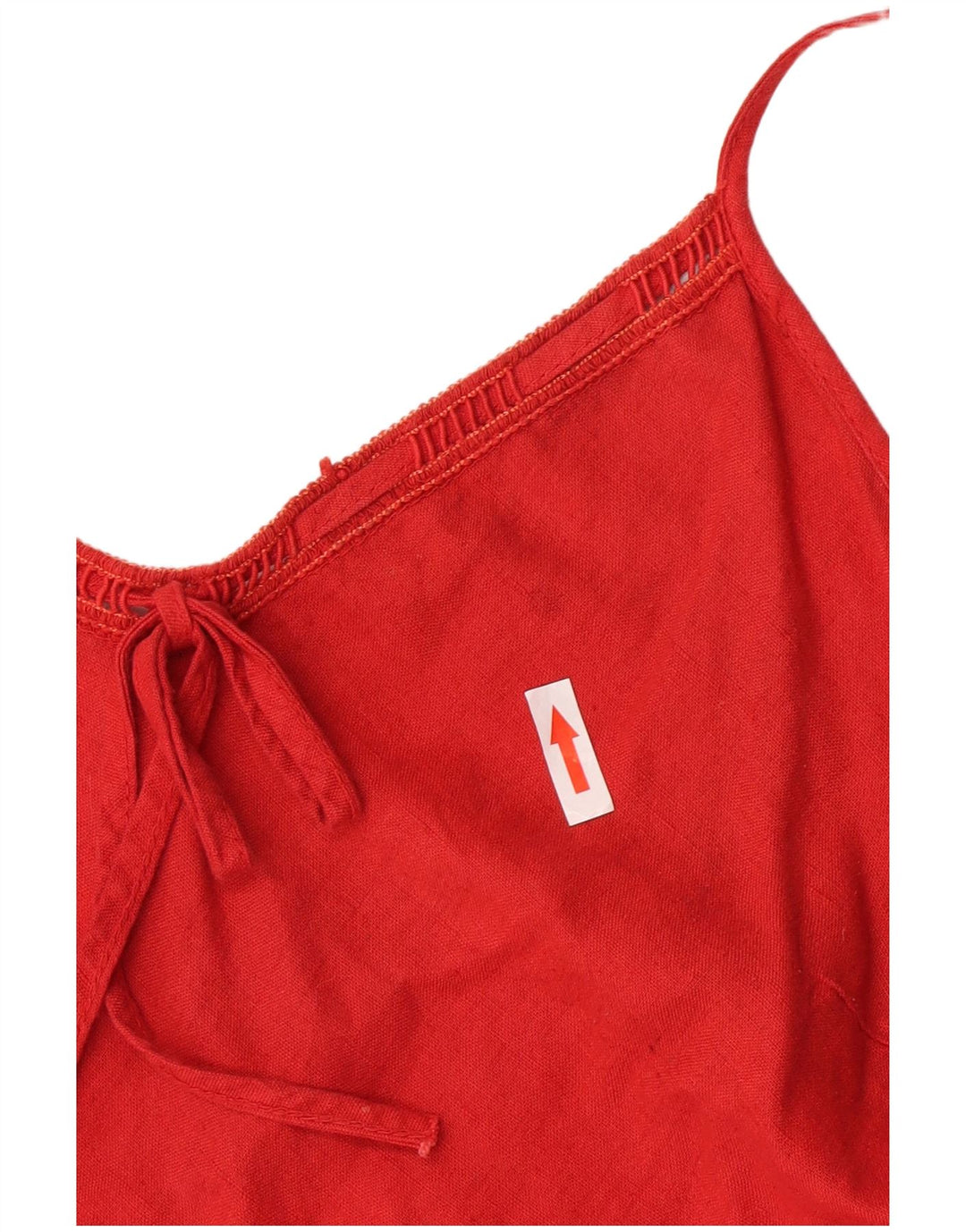 Abito sottoveste vintage da donna UK 12 Lino rosso medio