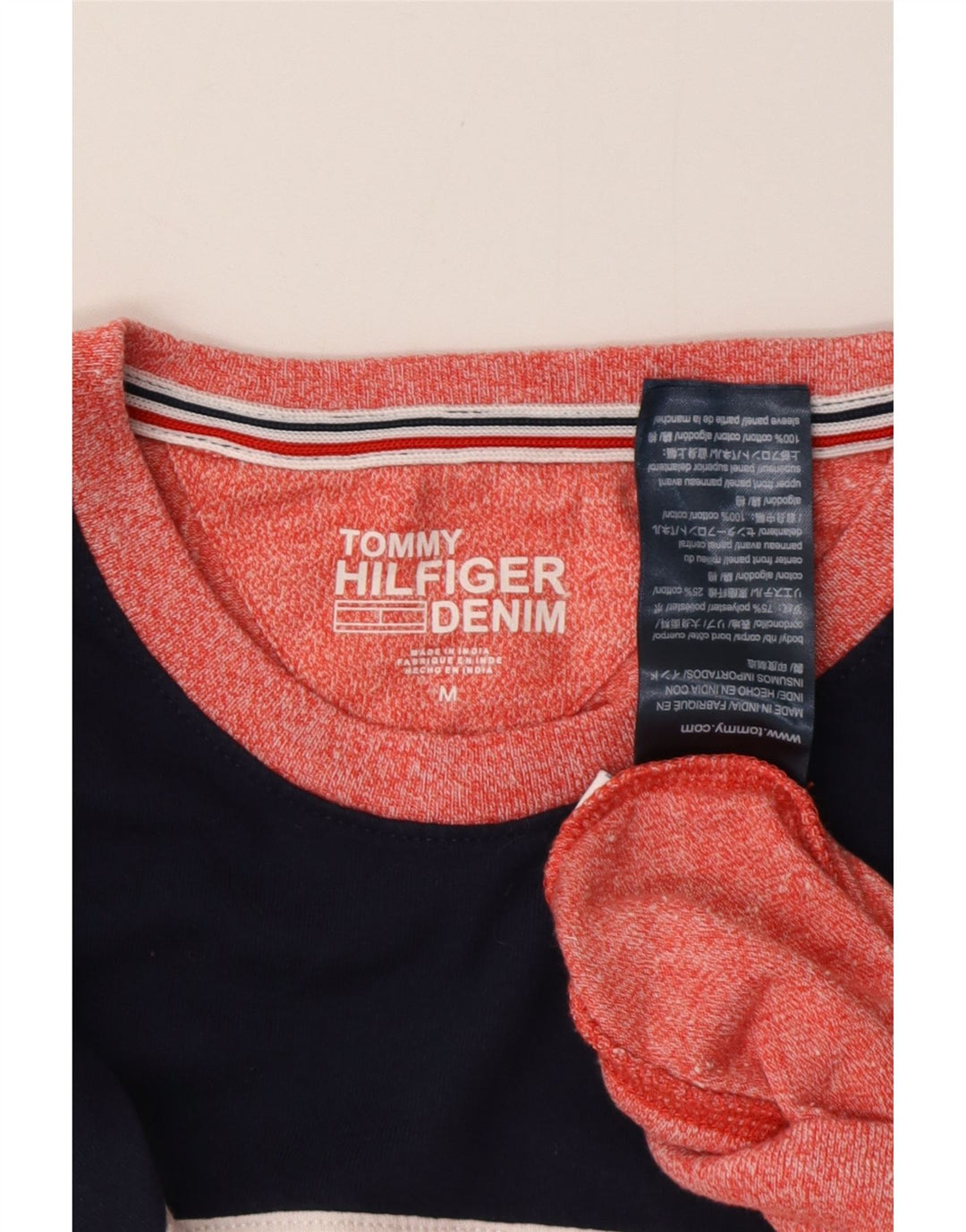 TOMMY HILFIGER Felpa da donna Maglione UK 14 Medium Red Colourblock