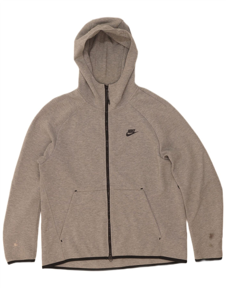 Felpa con cappuccio e zip Nike da uomo, grande, in cotone chiazzato grigio