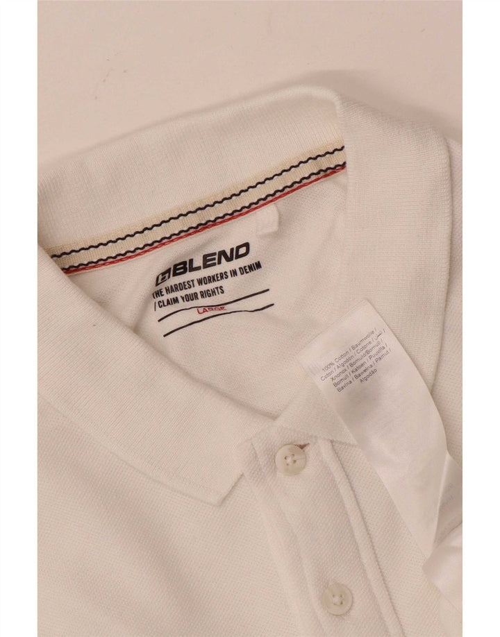 Polo da uomo in misto cotone a righe grandi bianche