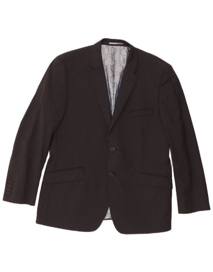 Giacca blazer da uomo a 2 bottoni Ted Baker UK 42 XL lana nera