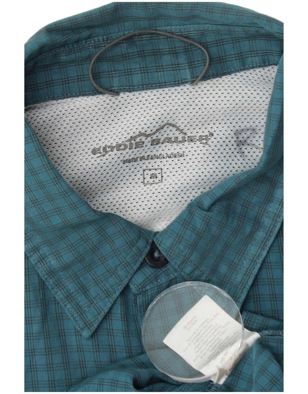 EDDIE BAUER Camicia a maniche corte da uomo in poliestere a quadretti blu medio