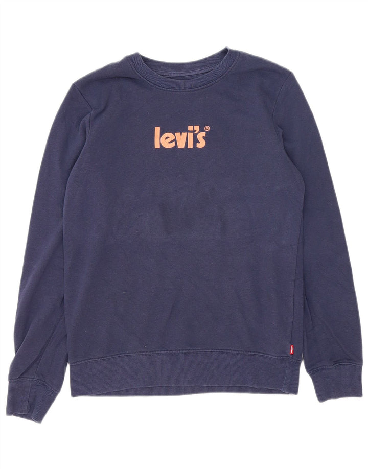 LEVI'S Boys Graphic Sweatshirt Jumper 15-16 Years Navy Blue Cotton