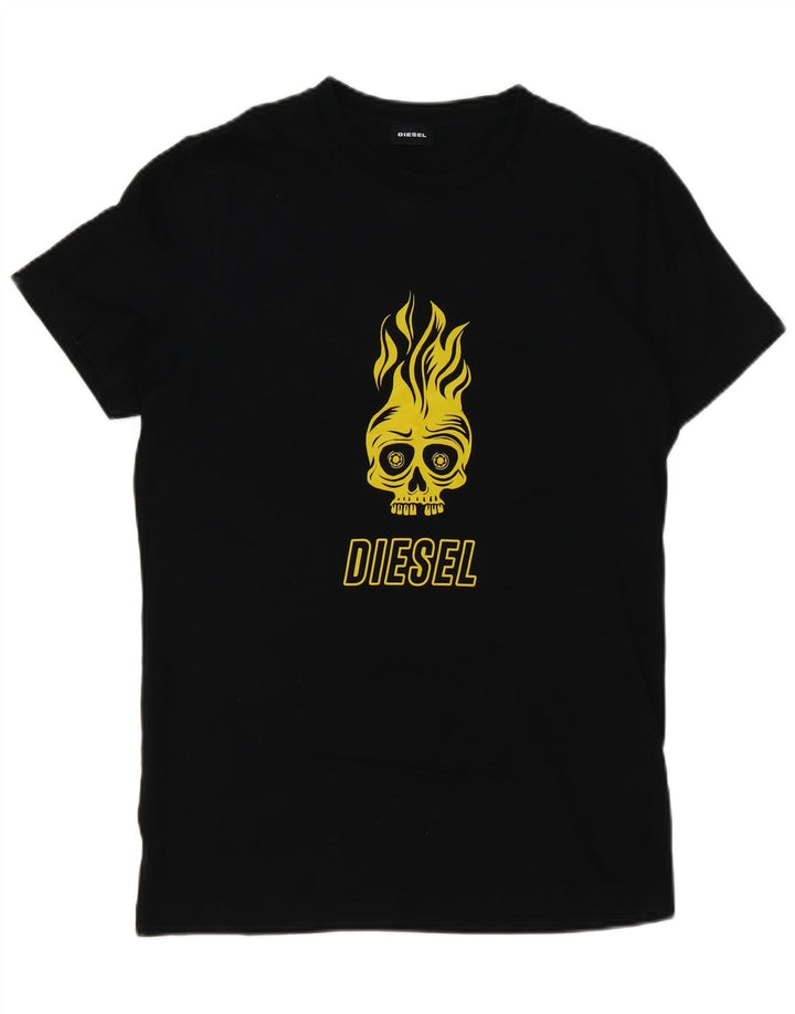 T-shirt grafica da uomo DIESEL Top grande in cotone nero