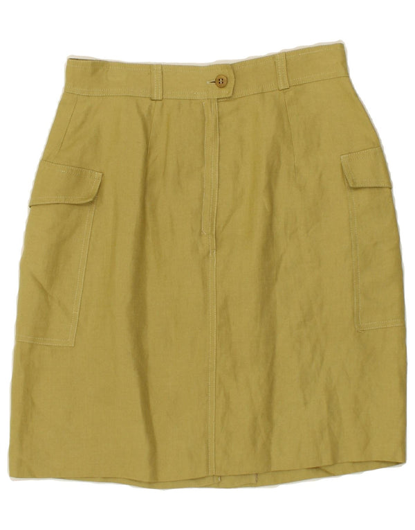MAX MARA Womens Weekend Pencil Skirt UK 12 Medium W28 Yellow Linen