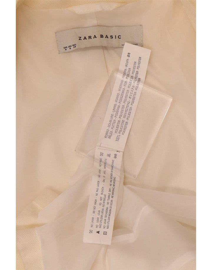 Giacca blazer a 1 bottone da donna Zara UK 12 poliestere bianco medio