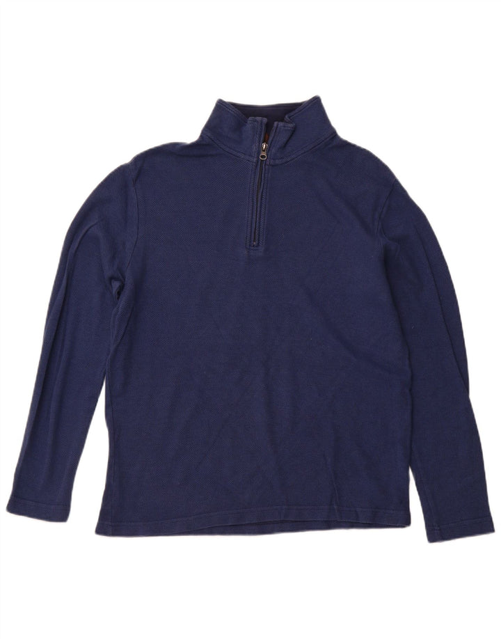 CHAPS Top da uomo con zip e collo a maniche lunghe in cotone blu navy medio