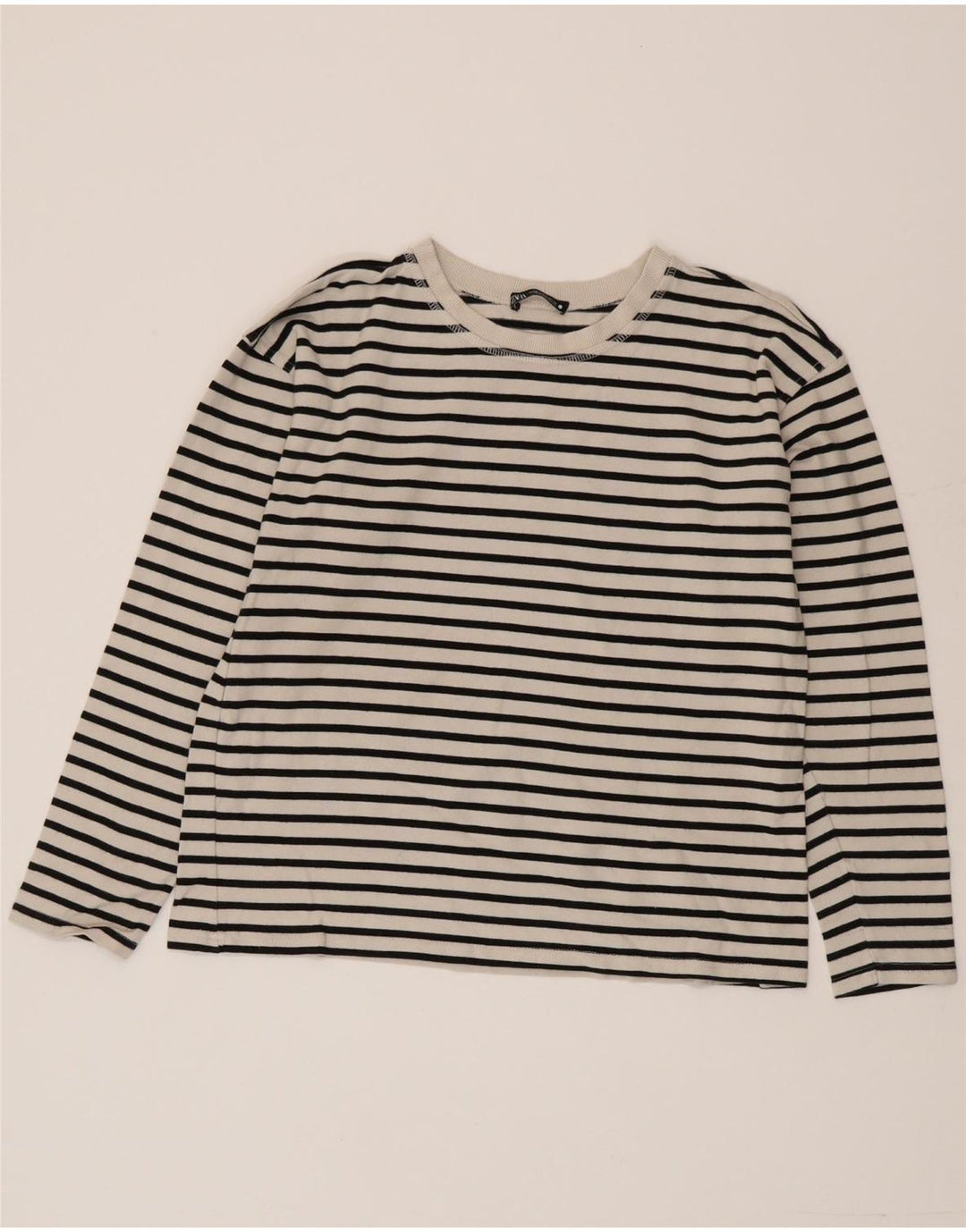 Top Zara da donna a maniche lunghe UK 14 cotone a righe bianche medie
