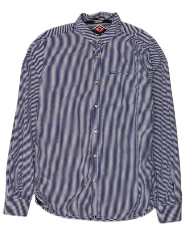 Camicia da uomo Superdry in cotone gessato blu medio