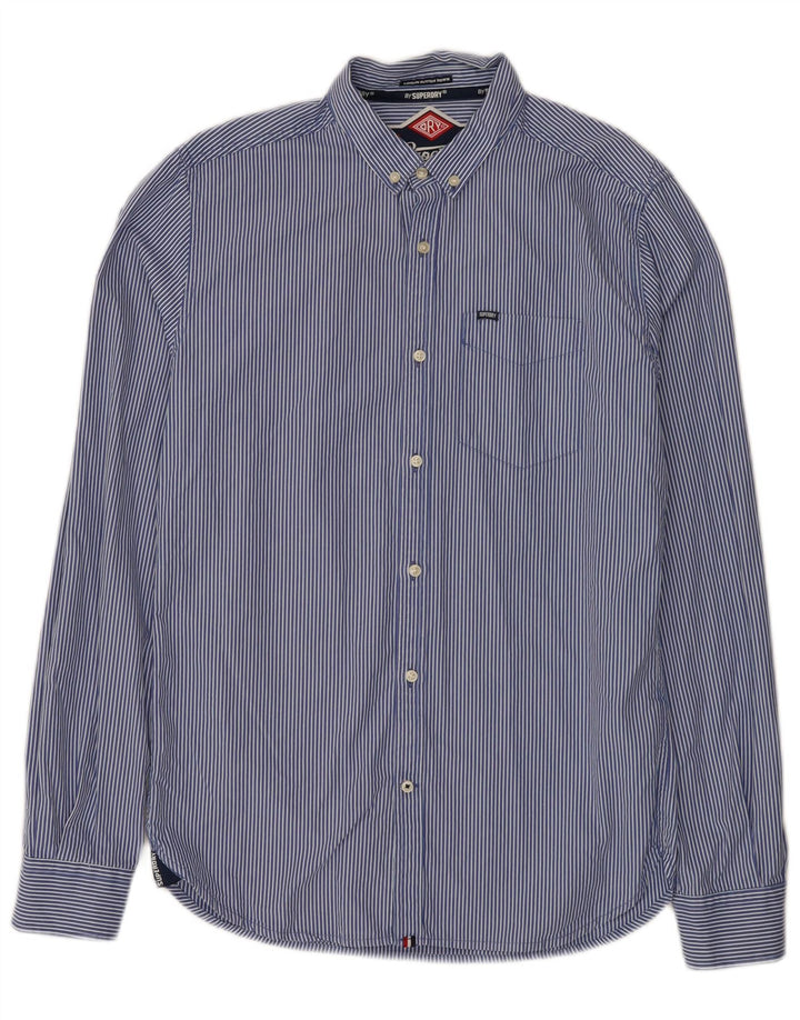 Camicia da uomo Superdry in cotone gessato blu medio